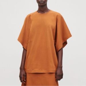 COS Kimono-Shape Sleeve Jersey Orange Top
